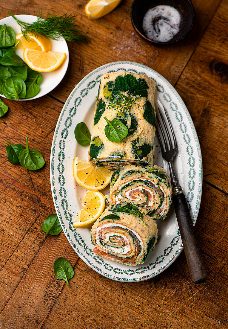 Salmon and spinach rolls
