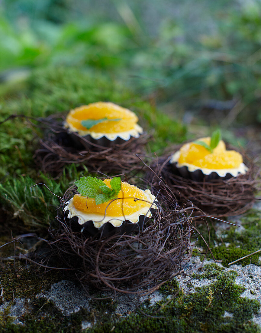Orange tarts in Easter nests