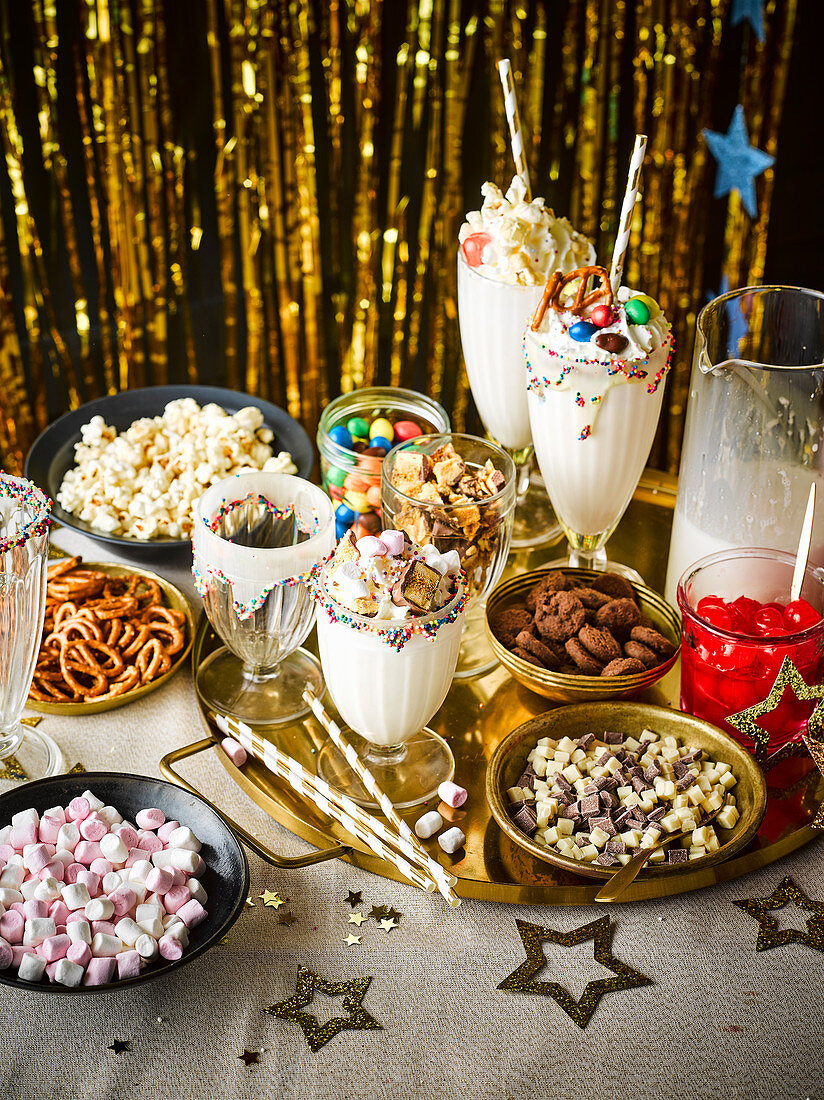 New Years eve party - Vanilla milkshake bar with toppings