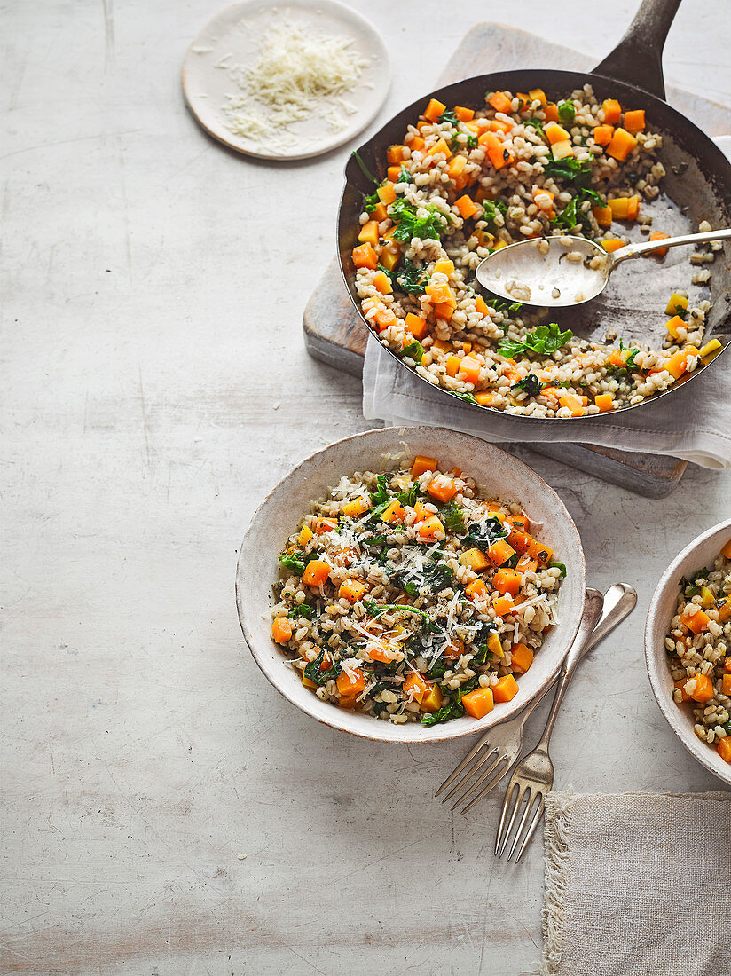 Speedy butternut squash barley ‘risotto’