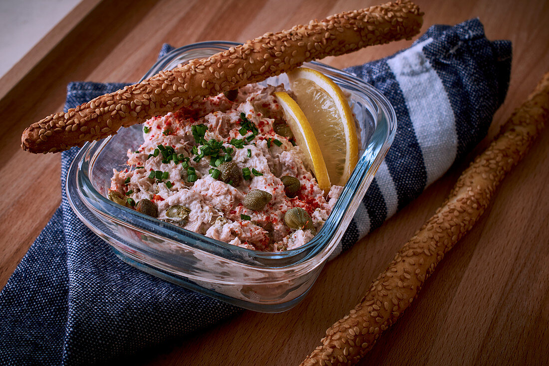 Tuna cream cheese dip with capers