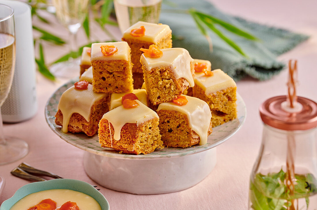 Carrot cake, diced