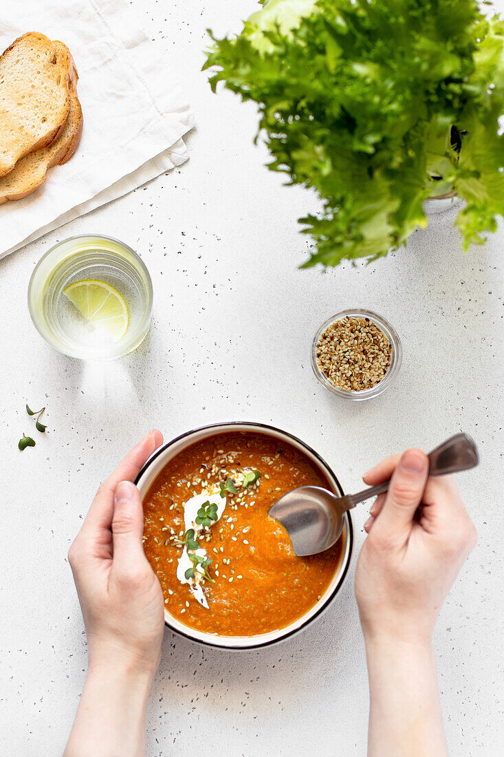 Carrot and lentil soup