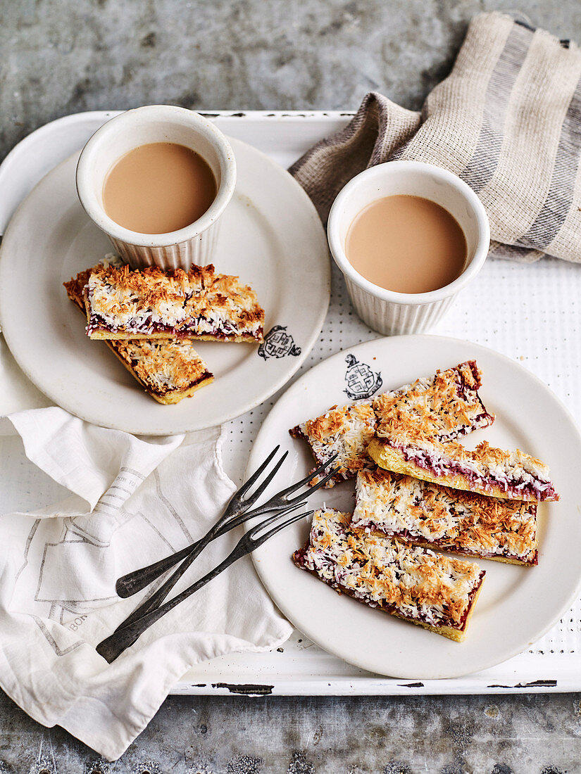 Raspberry coconut slices