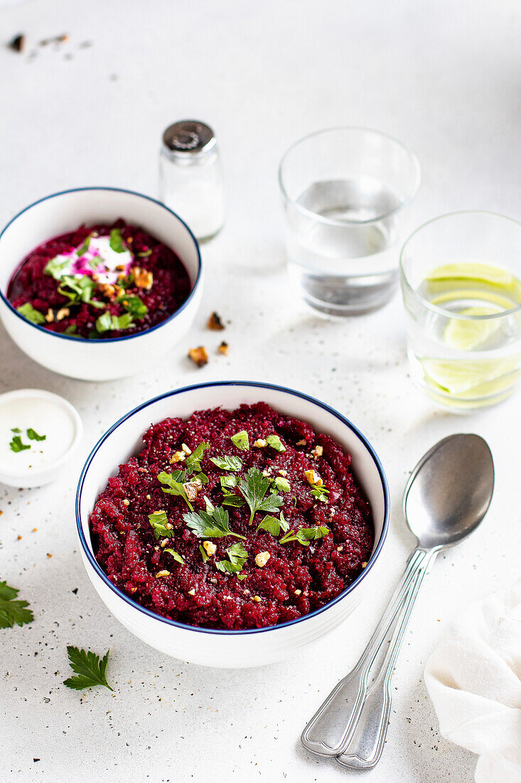 Beet creme soup