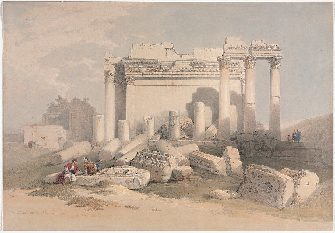 Ruins of the Temple of Baalbek, 19th century illustration
