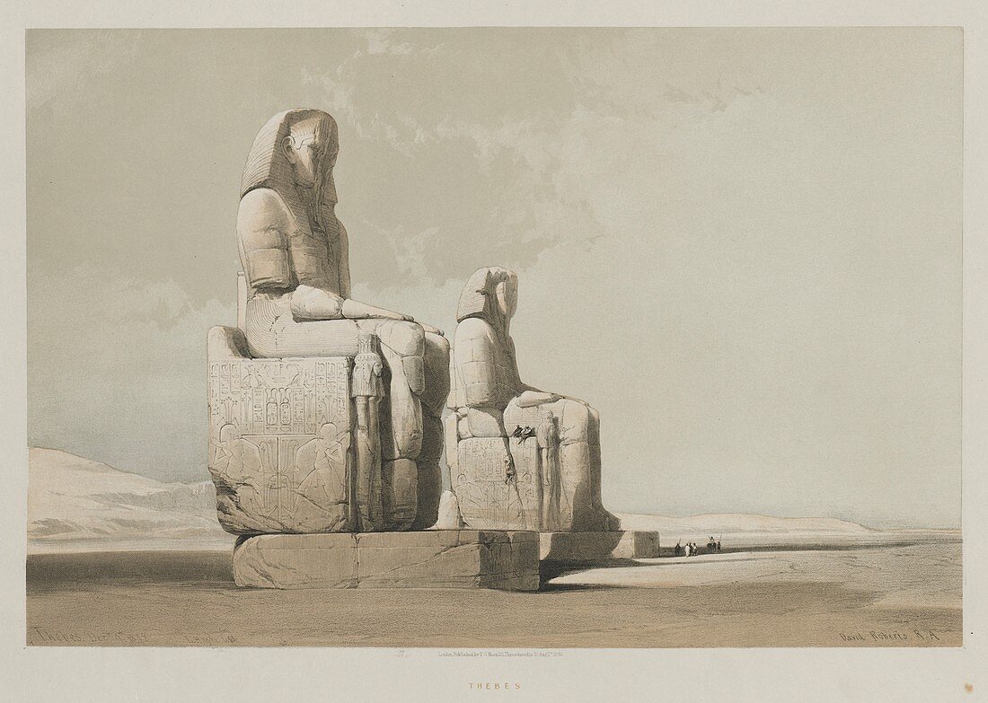 Statues at Thebes, 19th century illustration