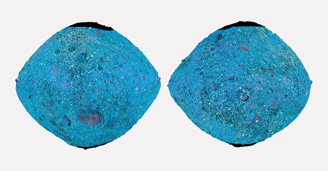 Space weathering on Bennu asteroid surface, OSIRIS-REx image