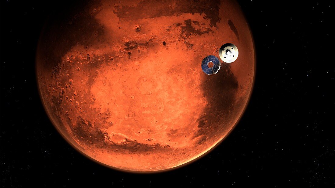 Mars 2020 spacecraft cruise stage separating, illustration