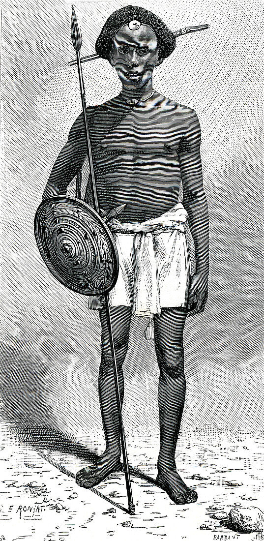 19th Century Somali warrior, illustration