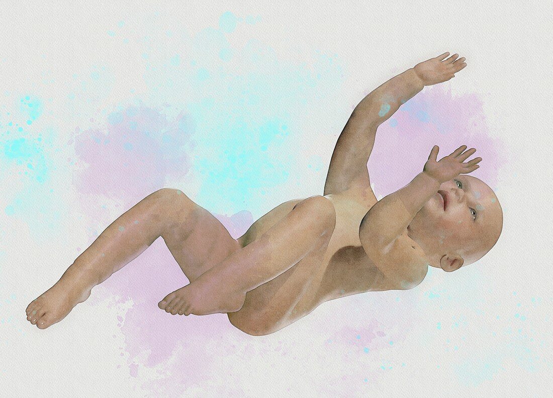 Baby playing, illustration