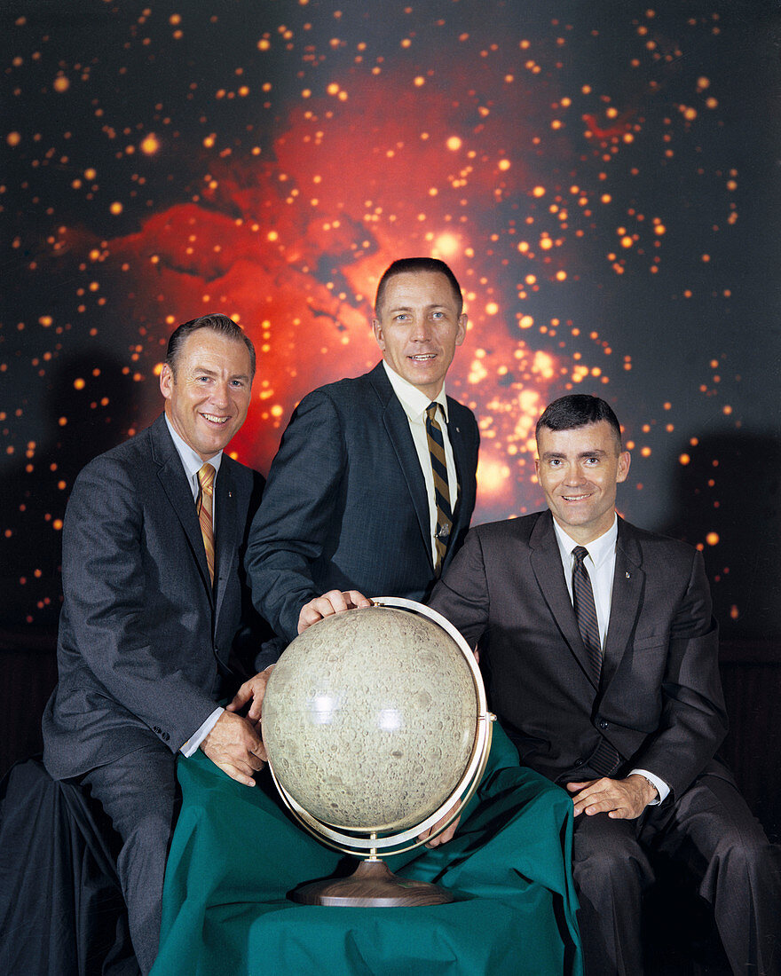 Crew of Apollo 13 in pre-flight portrait