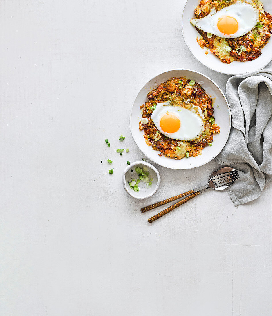 Baked cheese kimchi rice with gianciale