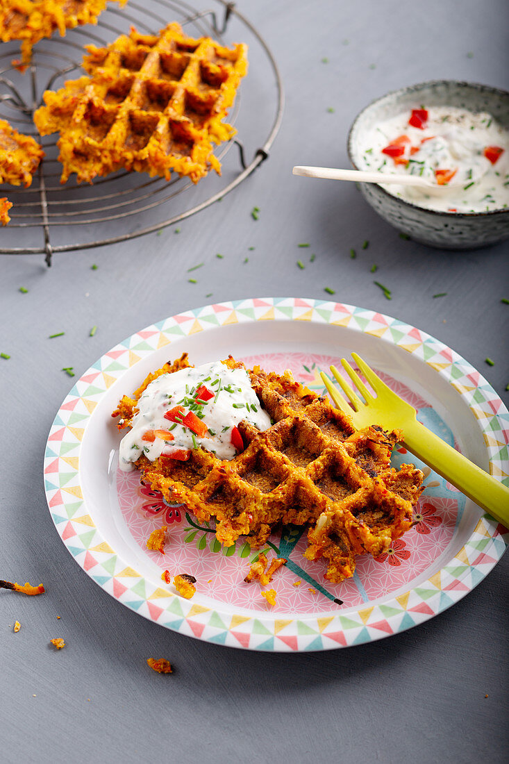 Pumpkin and curry waffles
