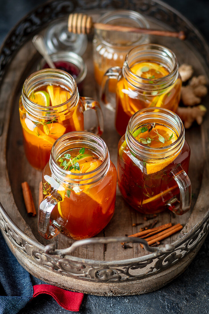 Winter tea with orange and thyme