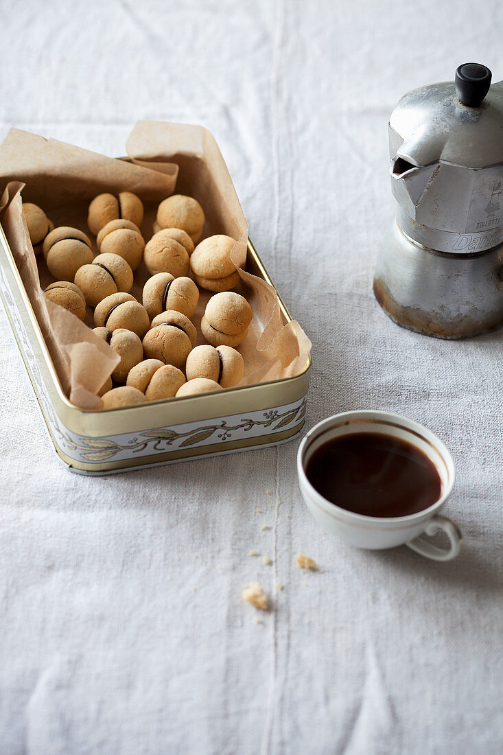 Baci di dama (hazelnut cookies with chocolate filling, Italy)