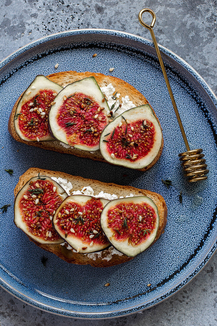 Röstbrot mit Ziegenkäse und Feigen