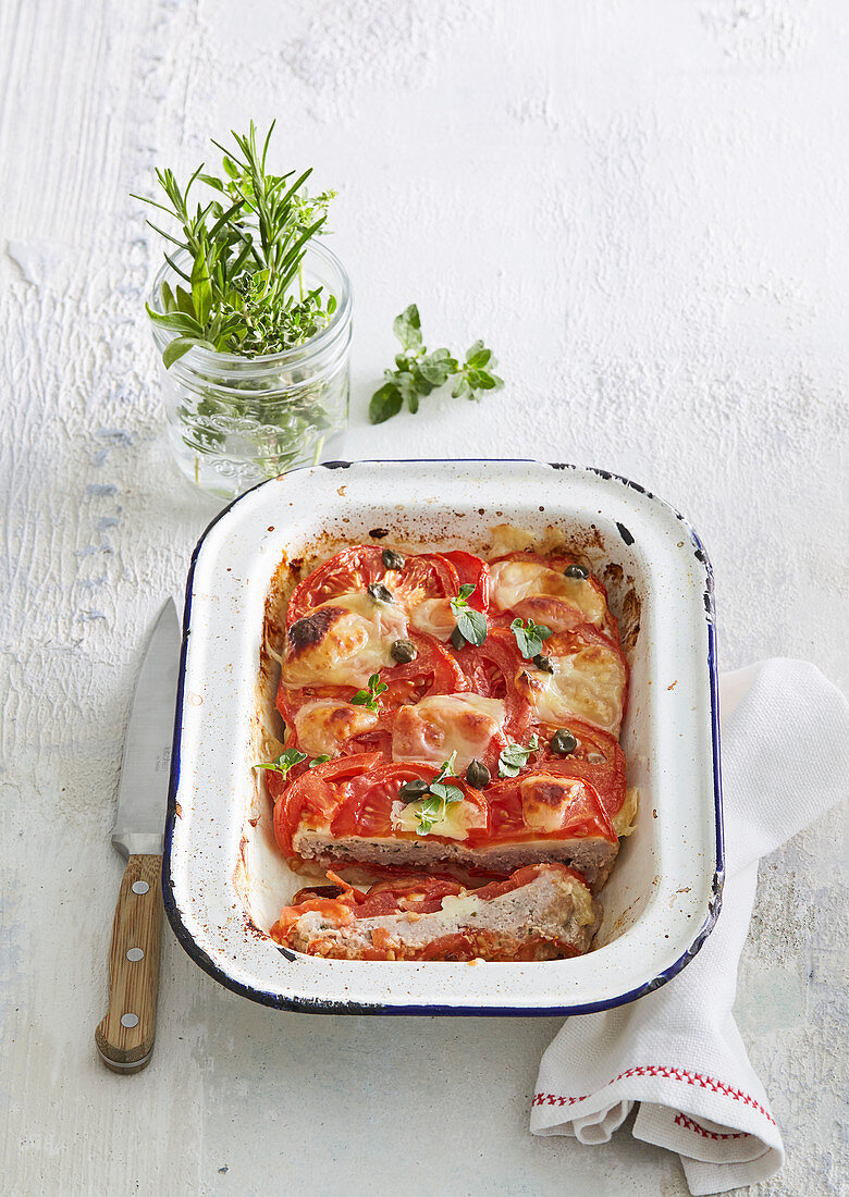 Gratiniertes  Hackfleisch mit Tomaten und Käse