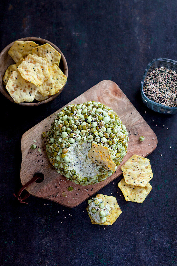 Cheese ball with sesame and wasabi