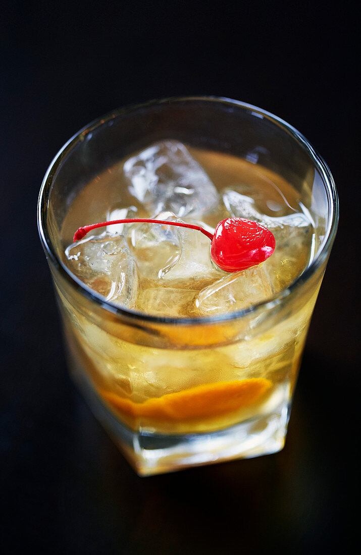 Old Fashioned with cocktail cherry