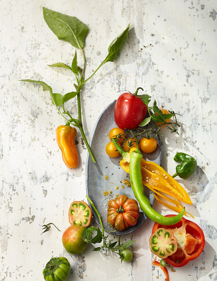 Assorted peppers and tomatoes