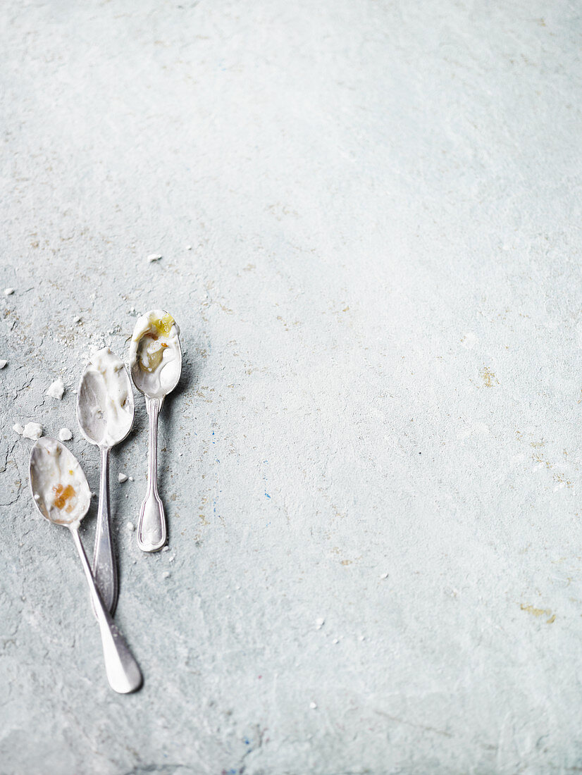 Spoon with leftover food