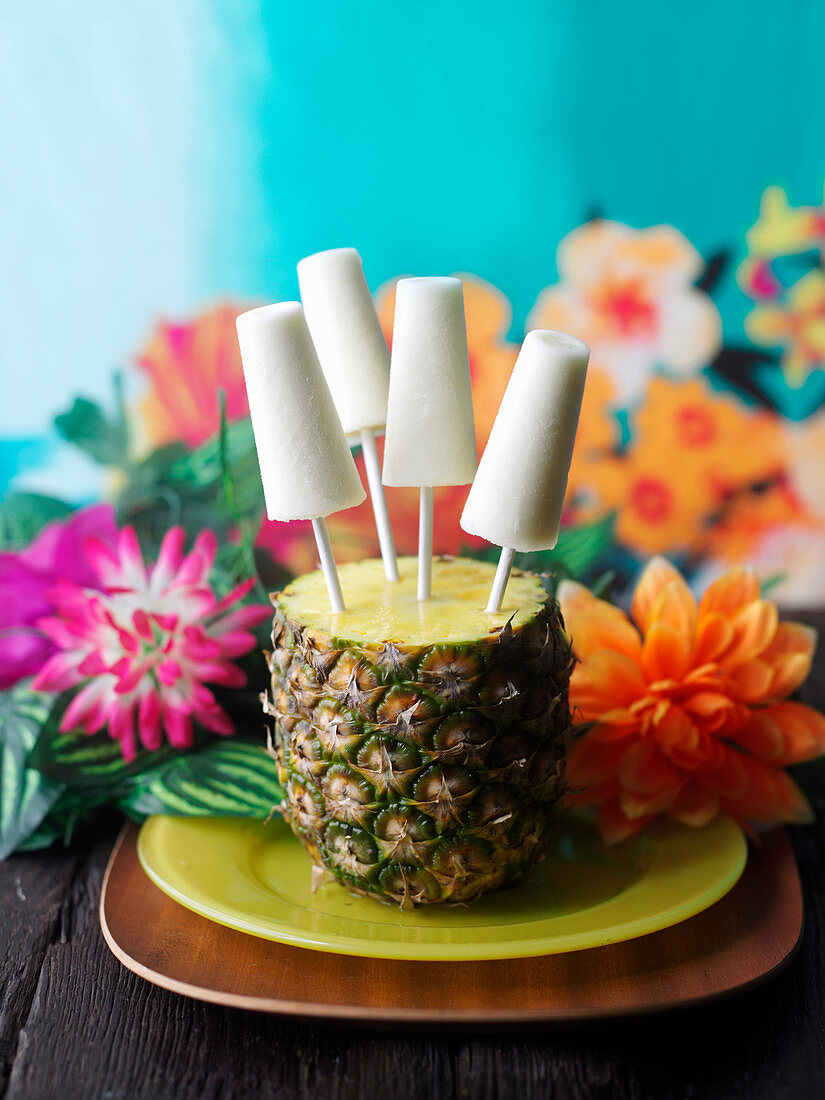 Piña colada ice pops