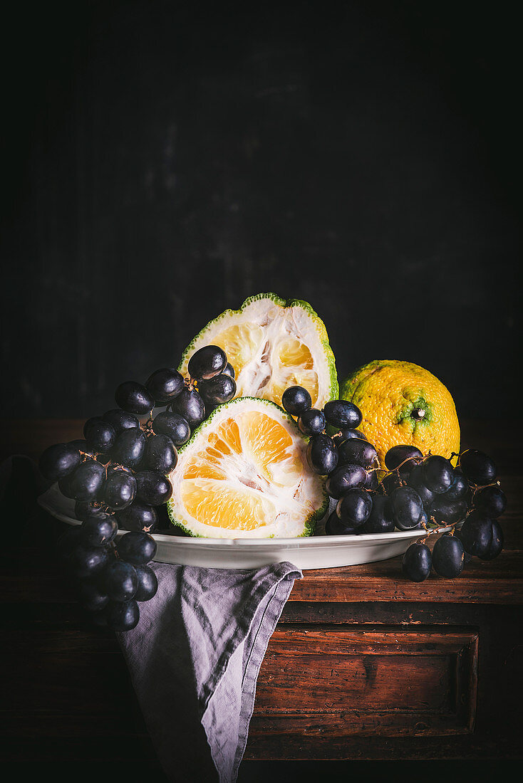 Still Life with Ugli Fruit and Grapes