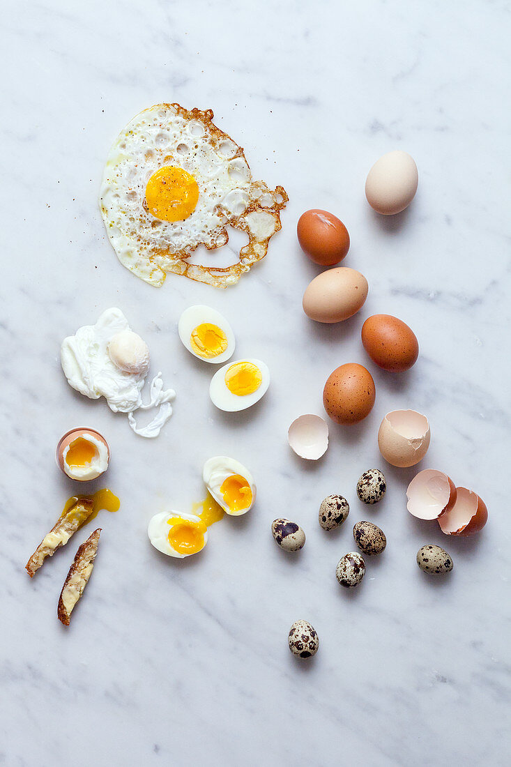 Rohe und zubereitete Eier