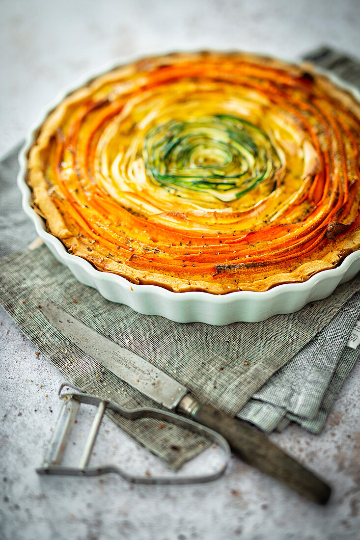 Spiral vegetable quiche