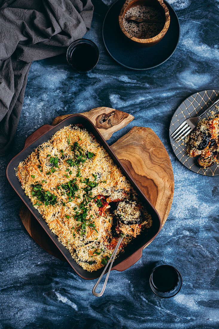 Auberginen-Parmigiana with Panko-Kruste