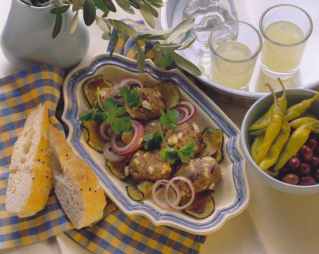 Greek meatballs with sheep's cheese and olives
