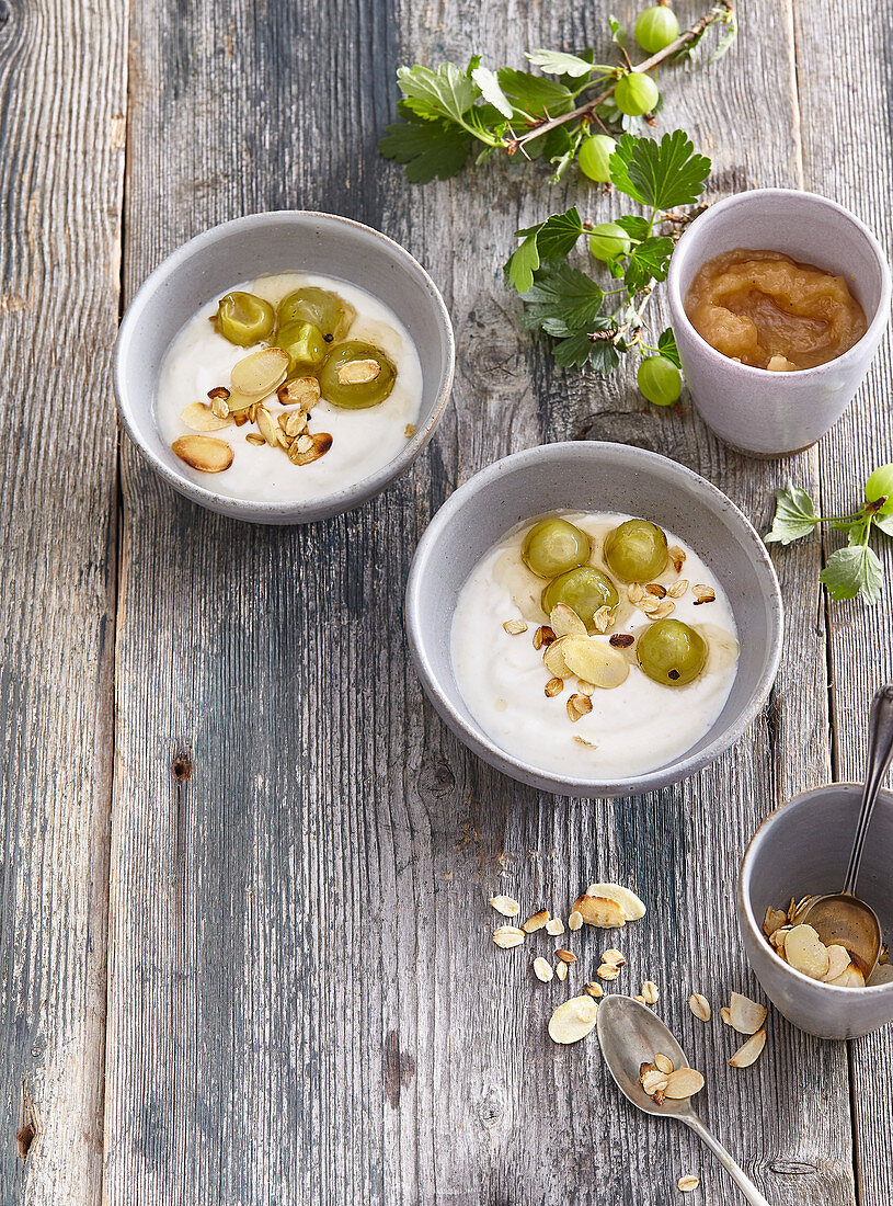 Yoghurt cream with gooseberries