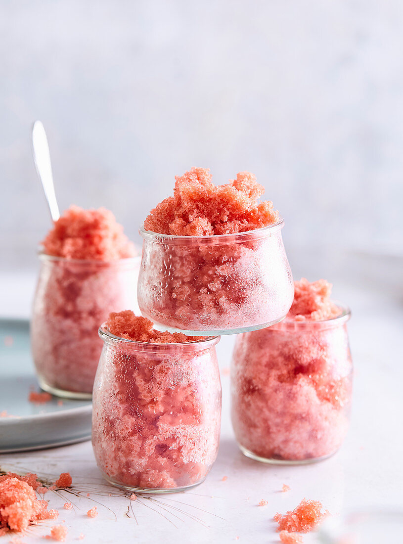 Melon granita in glasses