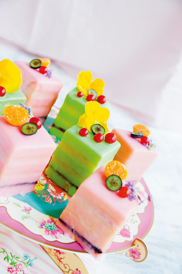 Brightly coloured petit fours