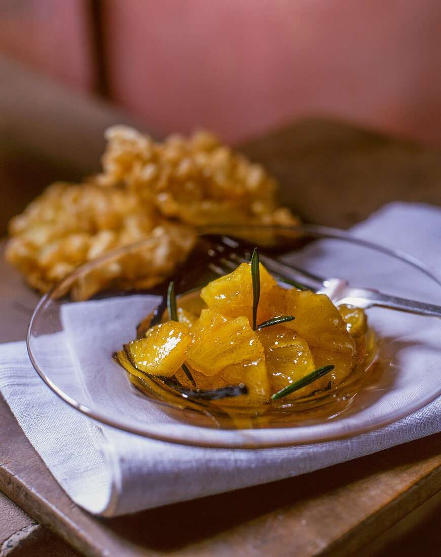 Pineapple preserve with rosemary