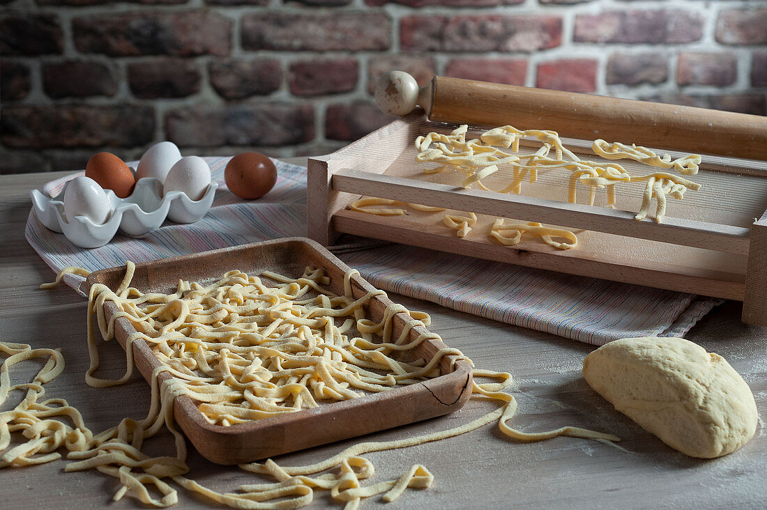 Handmade egg pasta of durum wheat flour