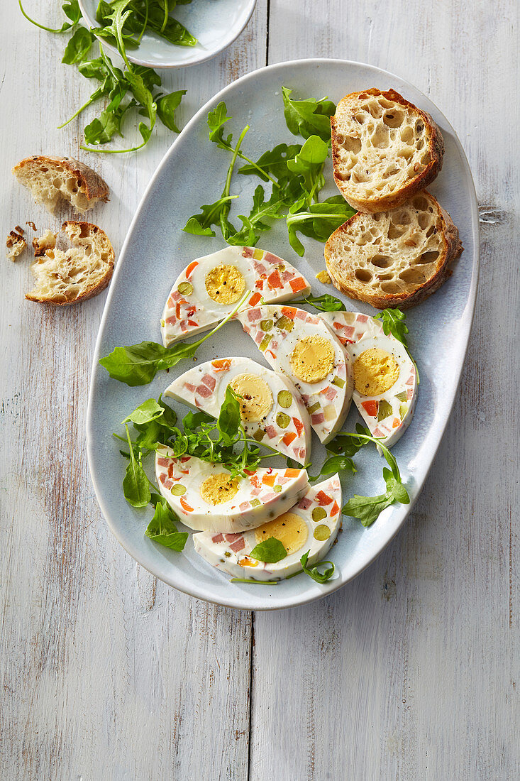 Egg terrine with vegetables for Easter