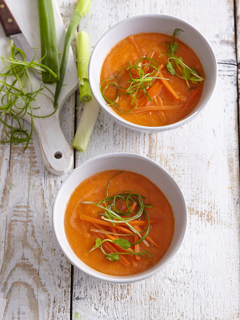 Kalte Möhrensuppe mit Porree