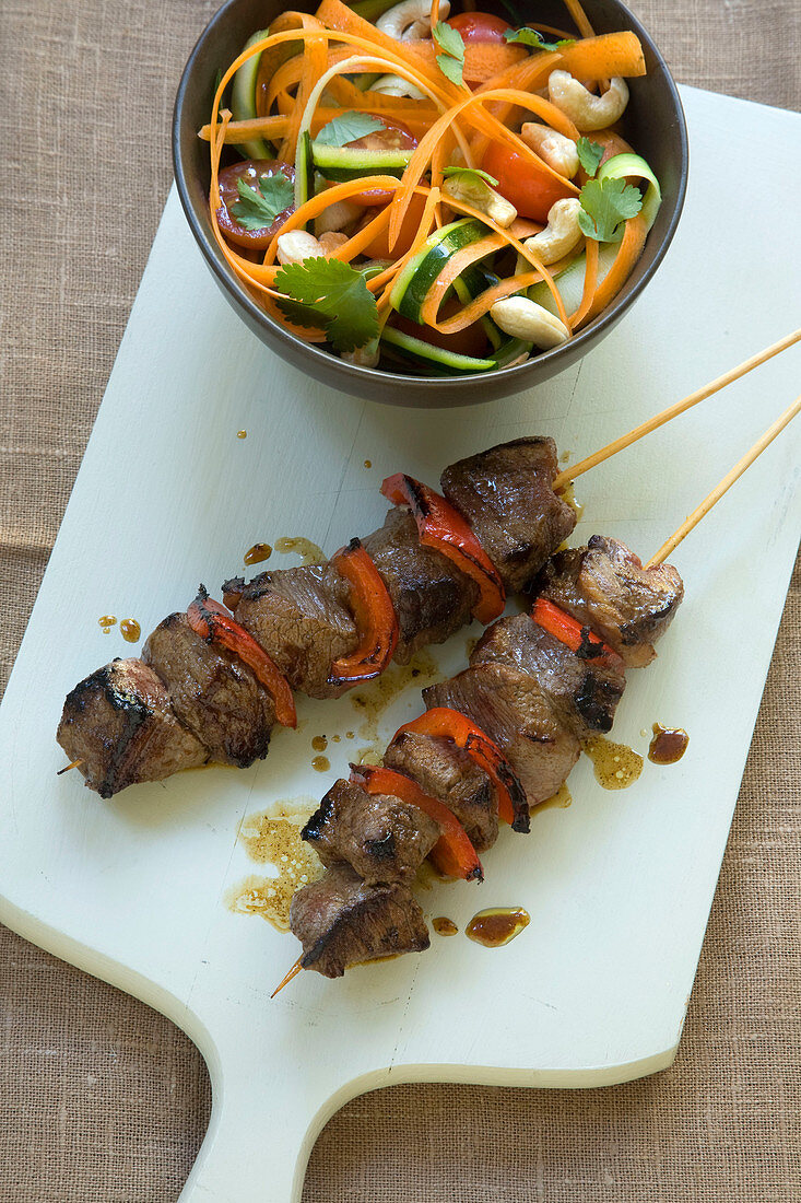 Beef skewers with zoodles