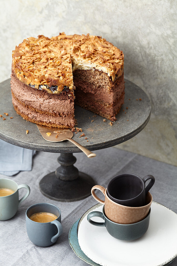 Chocolate, coconut and nut cake