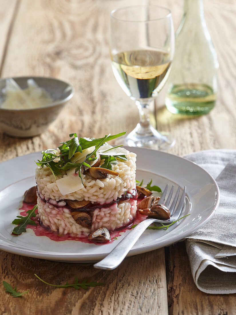 Pilzrisotto mit marinierter Rote-Bete