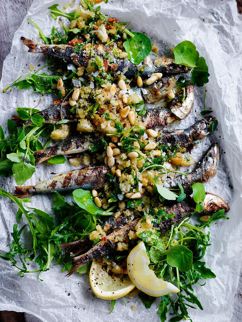 Grilled Sardines with Pangrattato