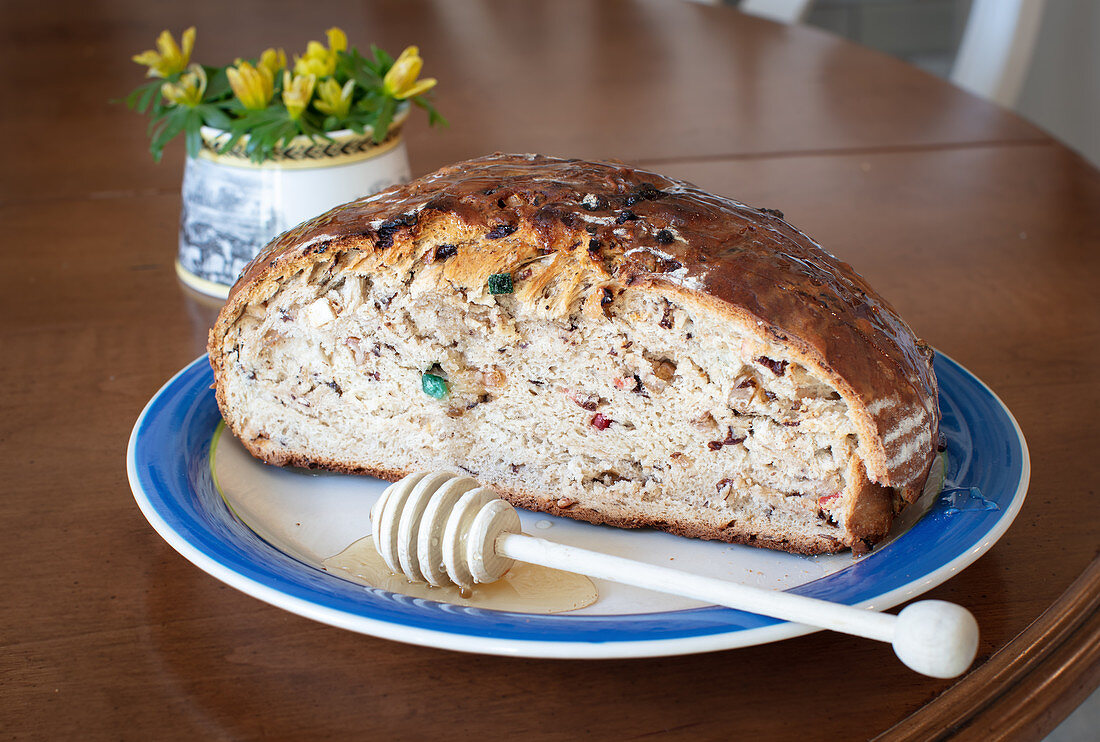 Welsh Bara Brith (bread with dried fruits, England)
