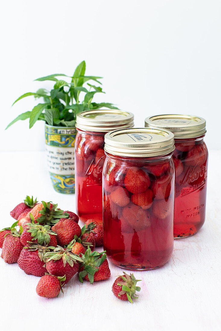Erdbeeren in Sirup