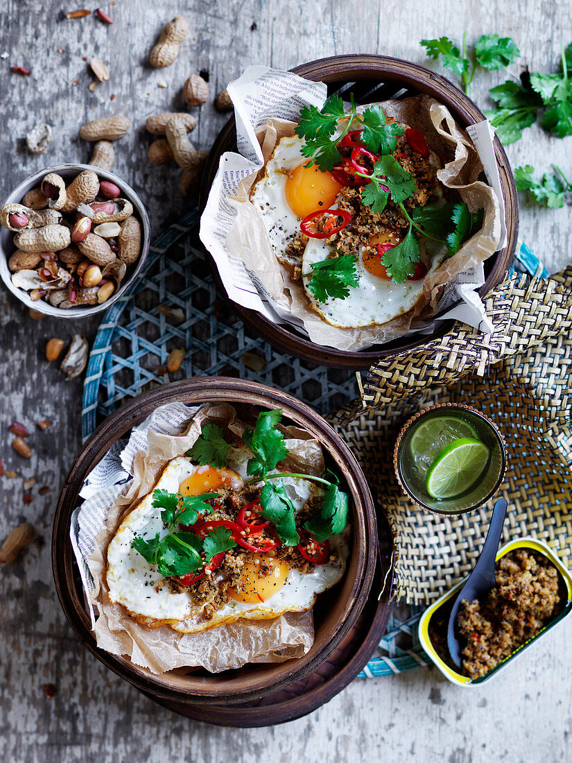 Asian-Style Fried Eggs with Peanut Sambal