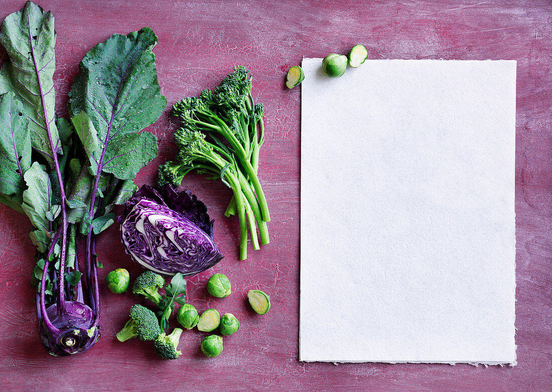 Cabbage vegetables on a purple background