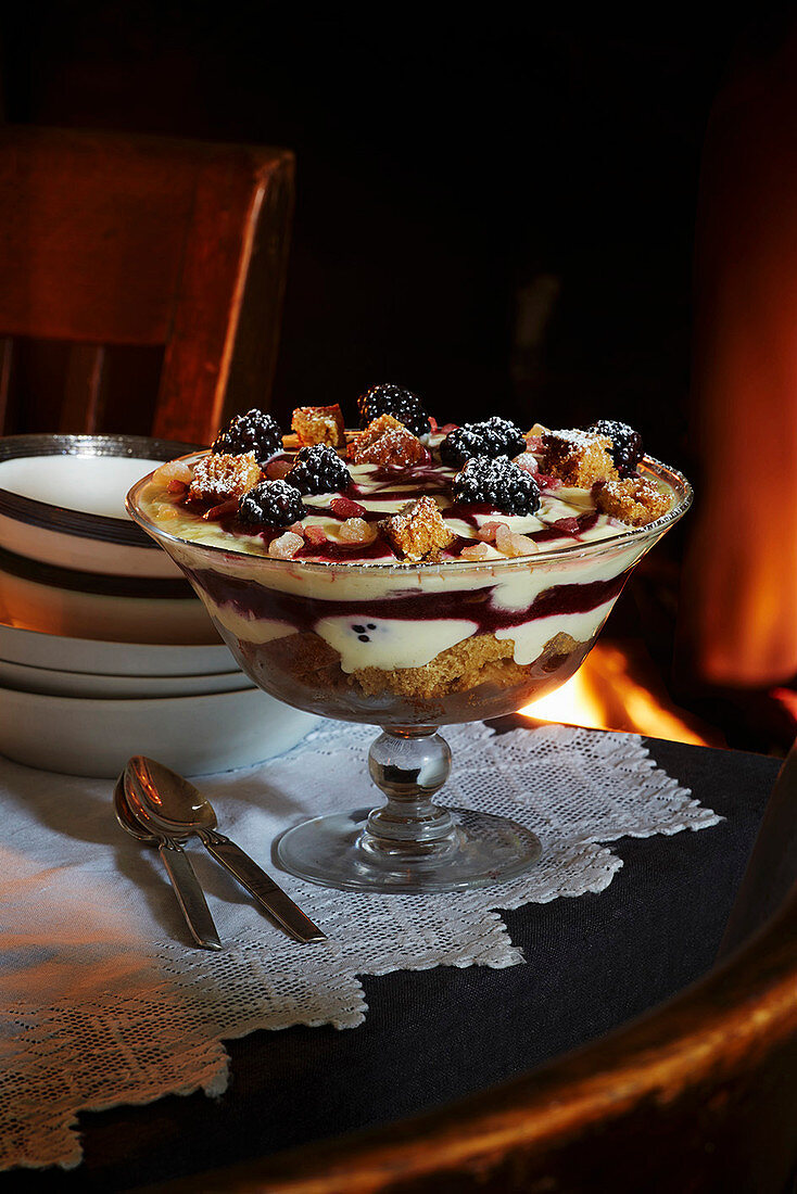 Yorkshire parkin and blackberry trifle