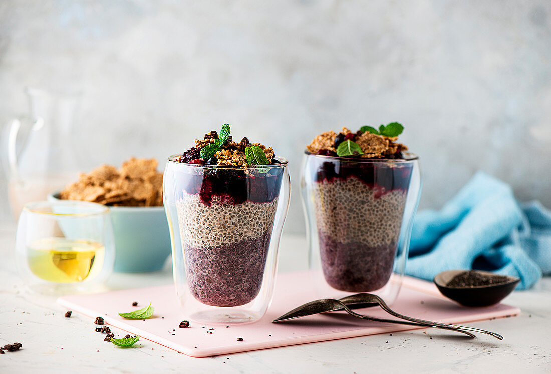 Chia pudding with berries