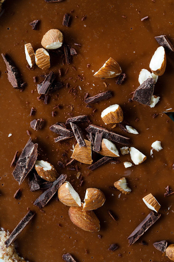 Almond and capuccino tart (detail, full frame)